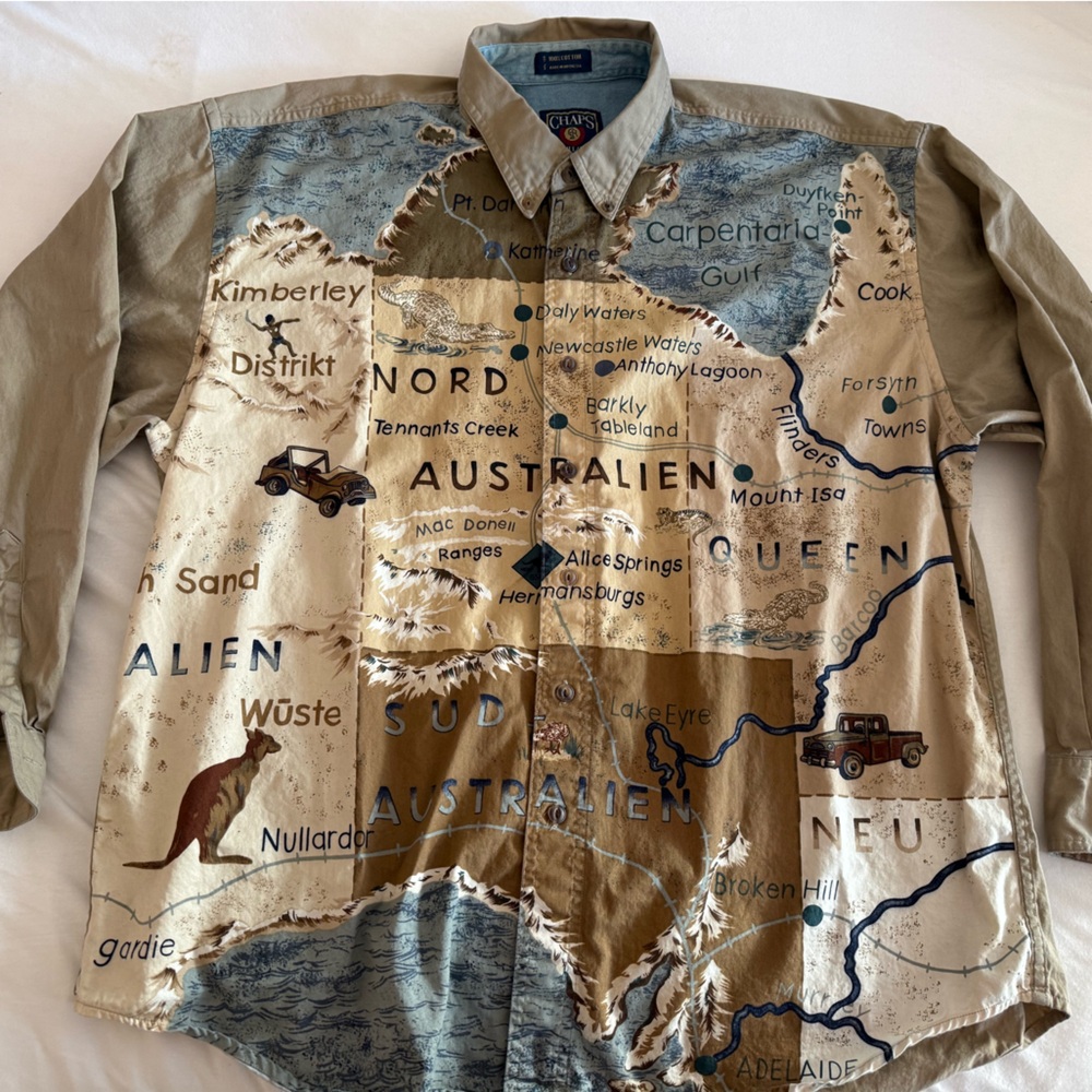 Ralph Lauren Map Print Shirt Jacket in Earth Tones